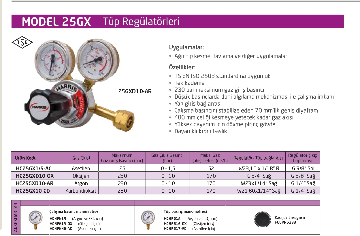 Model 25GX · Cylinder Regulator — Technical sheet